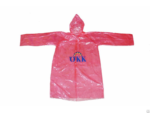 R 1059 Pe Red Disposable Long Lightweight Rain Jacket