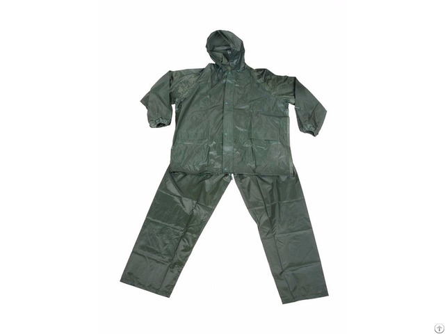 R 0910 6 Green Polyester Nylon Raincoat For Men