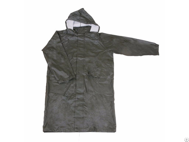 R 24017 Green Pu Long Rain Mens Waterproof Jackets