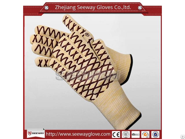 Seeway Heat Fire Cut Resistant Silicone Coated Grill Aramid Bbq Glove