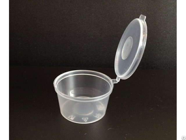 1oz Plastic Sauce Container With Hinged Lid