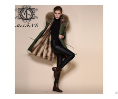 Uk Fashion Natural Faux Fur Lining And Real Collar For Ladies