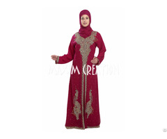 Maroon Dubai Fancy Jilbab Arabian Dress