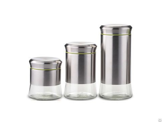 Glass Canister With Stainless Steel Material