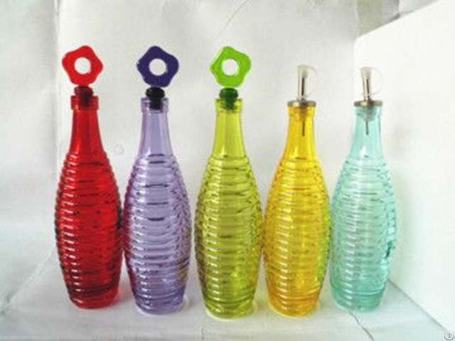 Various Colored Glass Oil Vinegar Bottle