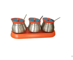 Glass Storage Canister With Ladle Stainless Steel Set