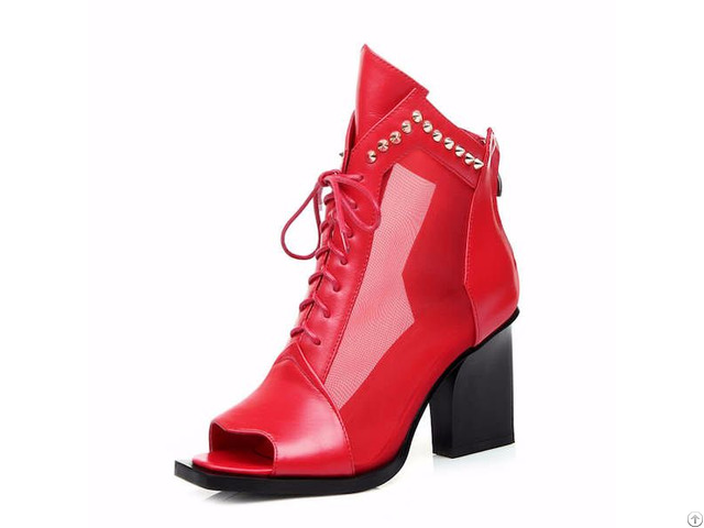 Red Color Women Leather Shoes Beautiful Boots