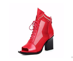 Red Color Women Leather Shoes Beautiful Boots