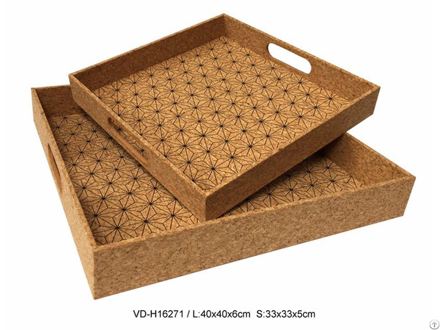 Serving Tray In Cork Kitchen Living Room Accessories Set Of 2 With Printing Manufacturer