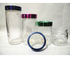 Transparent Glass Canister Storage Bottle With Plastic Lids
