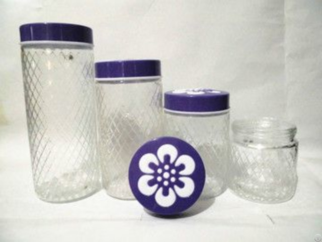 Glass Canister Storage Bottle With Plastic Lids