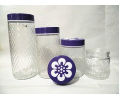 Glass Canister Storage Bottle With Plastic Lids