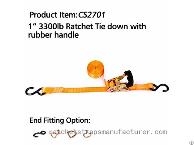 Cs2701 1 3300lbs Ratchet Tie Down With Rubber Handle