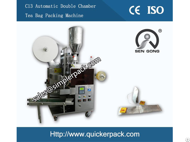 Automatic Double Chamber Tea Bag Packing Machine With Thread And Tag