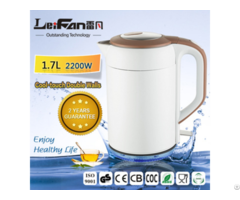 Cylinder Double Wall Stainless Steel Electric Kettle With Led Light On Base