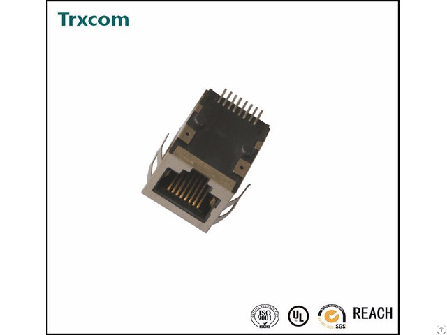 100m Single Port Tab Up Smt Rj45 Connector With Transformer Trj19201bgnl