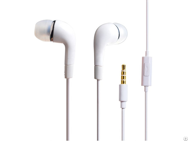 Round Cable White Earphone With Mic For Samsung