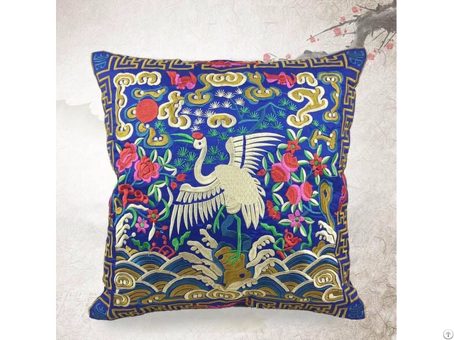 Cranes Embroidery Cushion Cover