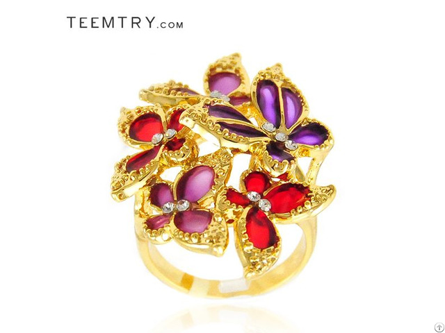 Wholesale Multi Butterfly In Enamel Cocktail Rings Teemtry Com