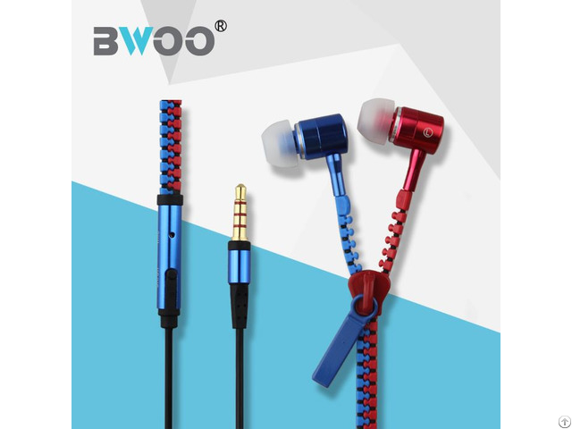 Hot Selling High Quality Remote Control Stereo Zipper Earphone