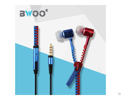 Hot Selling High Quality Remote Control Stereo Zipper Earphone