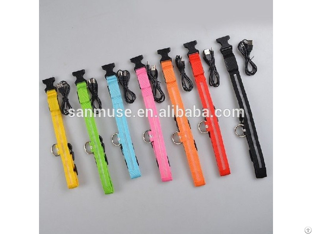 Hot Sale Led Nylon Pet Dog Collar Flashing And Battery Or Usb