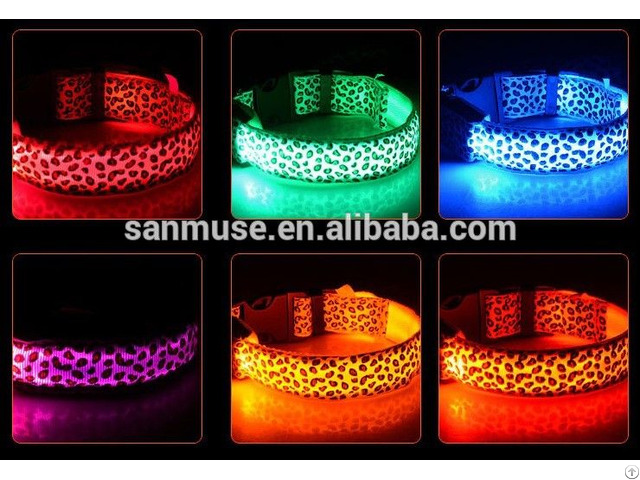 Hot Sale Leopard Print Glowing Led Dog Collars