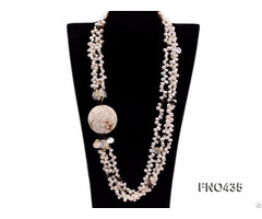 Freshwater Pearl Seashell Somky Quartz And White Turquoise Necklace