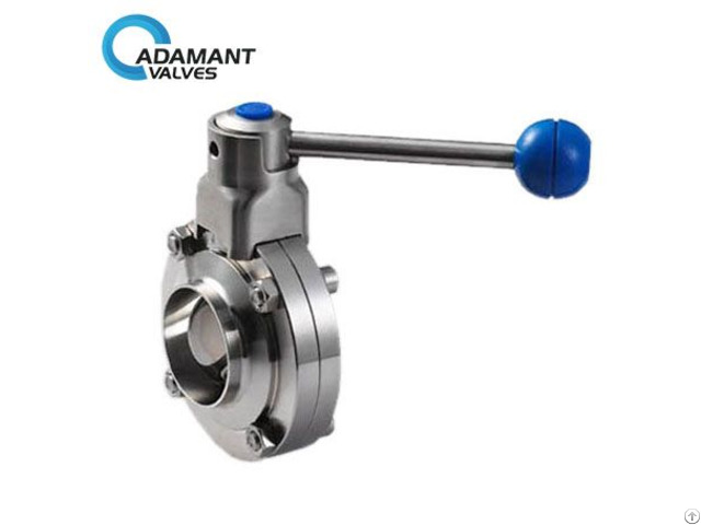 Sanitary Butterfly Valves With Butt Weld Ends Pull Handle