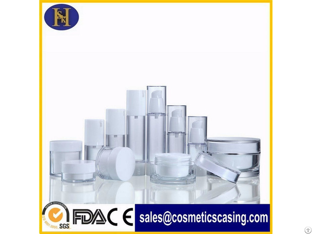 White Cream Plastic Lotion Bottles Airless Bottle Set