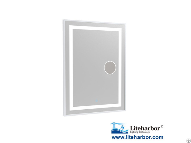 Framed Led Bathroom Mirror With Magnifier From Liteharbor Lighting