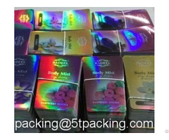 Laser Rain Bow Effect Cosmetic Bottle Labels In High Grade Decoration