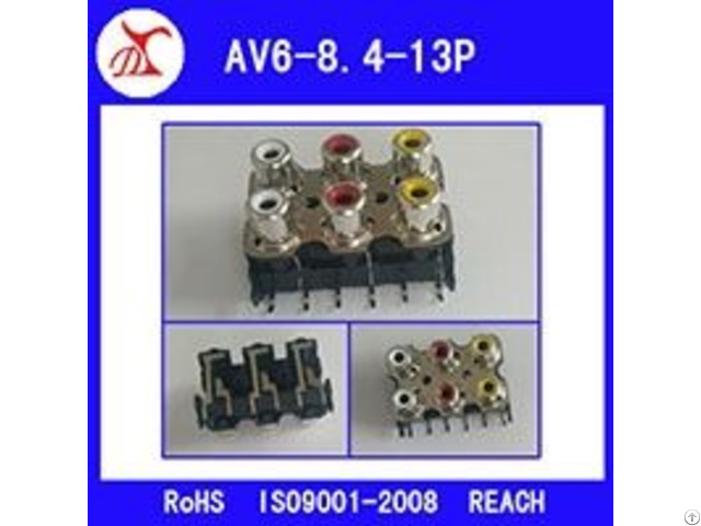 6pin Rca Av Socket For Pcb Mount Connector