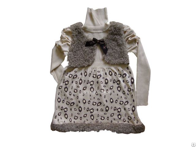 Fashion Design Knitting Sweater Dress For Girl Kids