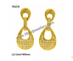 New Trendy S925 Silver And Brass Dangling Ear Ring With Aaa Cz