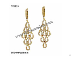 American Style Big Jewelry S925 Dangling Ear Ring With Aaa Cz