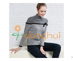Good Quality Ladies High Neck Cashmere Sweater With Bowknot