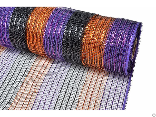 Purple Orange Black Stripe Christmas Decorative Mesh For 70c09i12i20x20