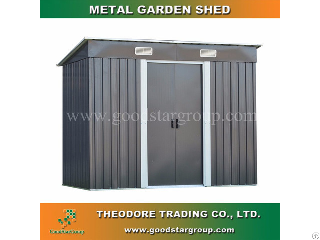 Metal Garden Shed Pent Roof 4x8ft Outdoor Tools Bicycle Storage Kitset Portable Steel Building