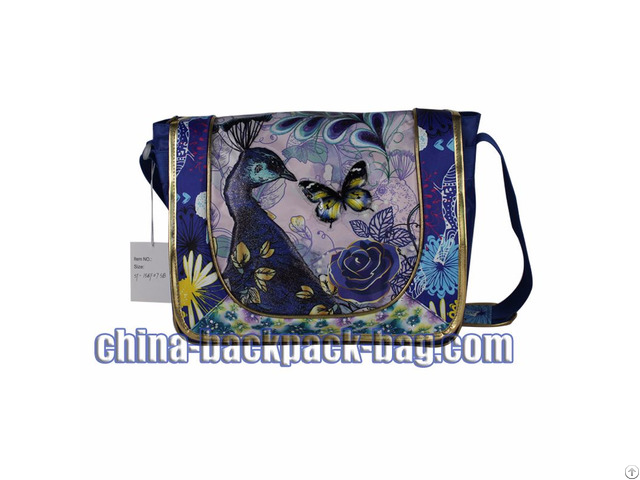 Shiny Glitter Peacock Kids Messenger Bags