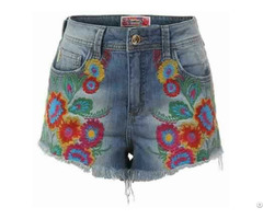 Shorts In Embroidered Jeans For Women