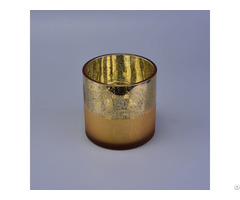 Plating Half Frosted Gold Round Glass Candle Holder