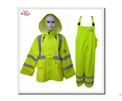 Reflective Flame Retardant Yellow Polyester Raincoat