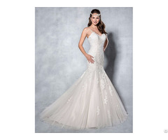 China Factory New Fashion Wedding Dress With Lace Appliqued
