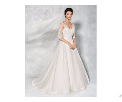 A Line Princess Wedding Dress V Neck Floor Length Bridal Gown