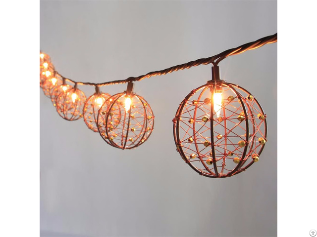 Decorative Beaded Copper Wire Ball String Light 10ct Kf01043