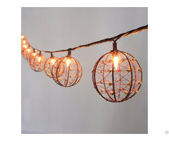 Decorative Beaded Copper Wire Ball String Light 10ct Kf01043