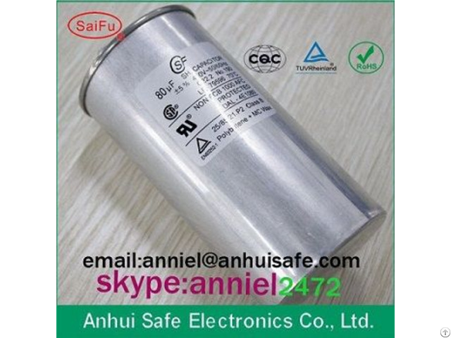 Aluminum Case Round Cbb65 Capacitor 10uf To 60uf 250vac 450vac 550vac 650vac