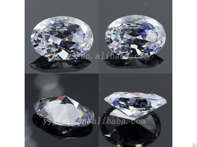 Semi Precious 6x8mm Oval Shape Cz White Cubic Zirconia Stone