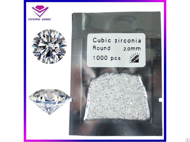 1000pcs A Lot White Color Brilliant Round Shape 2mm Synthetic Cubic Zirconia Loose Stone